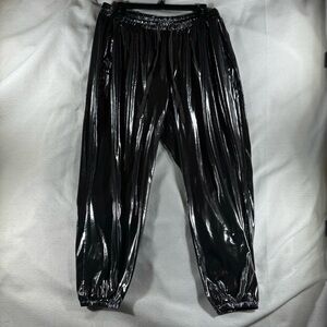 Black Silver High-Shine Jogger Pants Burlesque Disco Jazz Hiphop Party Relaxed